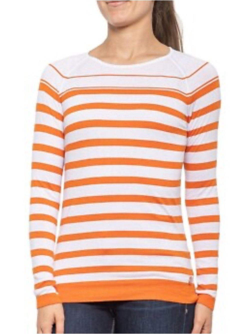Barbour Orange & White Striped Long-Sleeve Crewneck UK 10/US 6